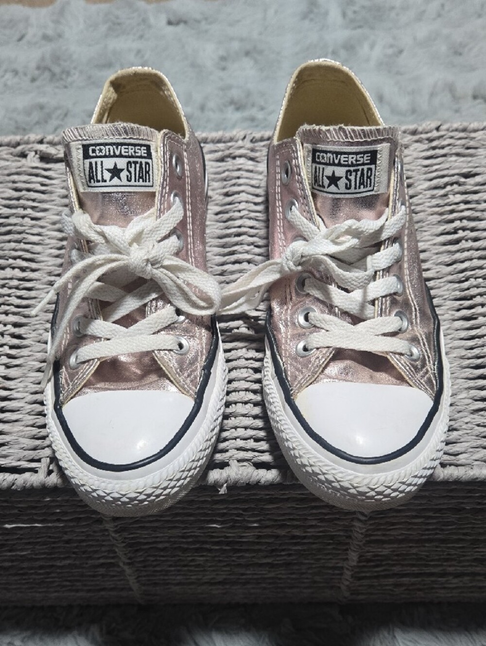 Converse Unisex Metallic Pink Low Top Sneakers with White Toe